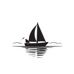 Boat in cartoon, doodle style . Image for t shirt. Isolated 2d vector illustration in logo, icon, sketch style, Eps 10, black and white. AI Generative