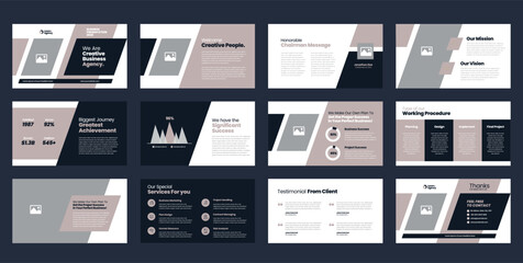 Wall Mural - Business Presentation Brochure Guide Design or Pitch Deck Slide Template or Sales Guide Slider