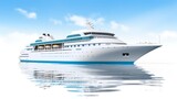 Fototapeta  - Luxury Cruise Ship Voyage in Idyllic Tropical Sea - AI Generated