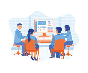 Wall Mural - a team of it experts is sitting in front of computers. develop ui and ux designs for mobile applicat