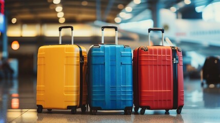 Colorful Luggage at Airport Terminal. Generative ai