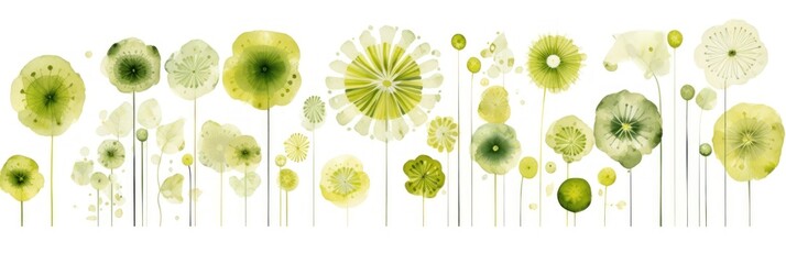  Chartreuse several pattern flower, sketch, illust, abstract watercolor, flat design, white background