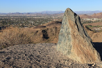 Wall Mural - Moon Valley in North Phoenix as seen from across hills and buttes from North Mountain Park hiking trail, Arizona