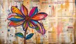brightly colored flower newspaper page quote large canvas energetic daisy standing confidently stained offhand evokes delight sprouting