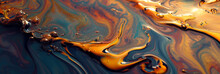 Abstract Of Oil Spill On Surface Water Background, Generative AI