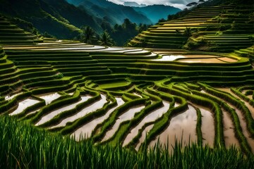 Canvas Print - rice terraces in island