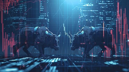 Bullish market and forex exchange growth. Financial investment and stock market growth concept.