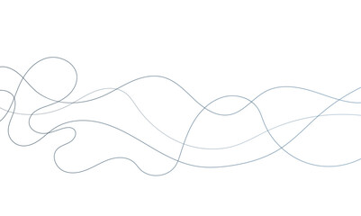 Wavy business curve lines on transparent background. Abstract ocean wave line background. Wave swirl, frequency sound wave, twisted curve lines with blend effect. Vector illustration.