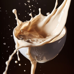 Poster - A macro shot of a droplet of milk falling into a cup