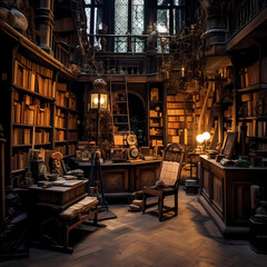 Wall Mural - Antique bookstore with dusty shelves