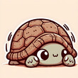 A doodle art of a shy turtle peeking out of its shell