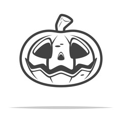 Wall Mural - Spooky carved pumpkin icon transparent vector isolated