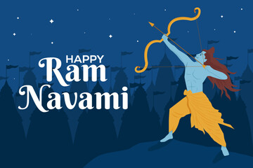 Wall Mural - flat design happy ram navami background illustration