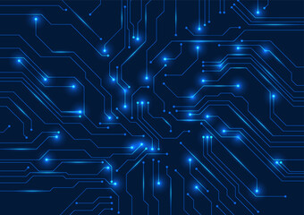 Wall Mural - Circuit board technology background, The circuit board sends signals to the operation of electronic devices, with light. Vector illustration