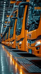 Naklejka na meble auto manufacturing facility. Buses in the assembly line