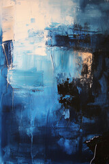 Abstract oil painting with modern brushstrokes style in blue color