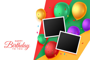 Wall Mural - decorative happy birthday party background with empty photo frame