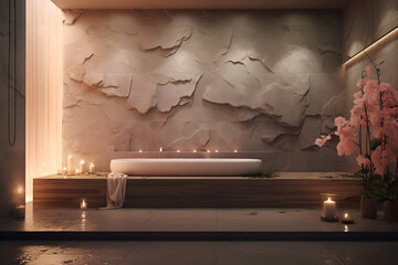 Wall Mural - spa bathroom with a sauna and a relaxation area