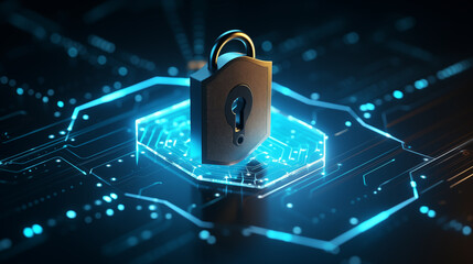 Binary code lock, security and privacy code for protection, digital technology abstraction. Abstract background of futuristic technology