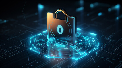 Binary code lock, security and privacy code for protection, digital technology abstraction. Abstract background of futuristic technology