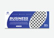 modern landscape banner slanted circle blue and white business company rectangular design size