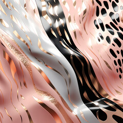 Wall Mural - wavy gradient: bright abstract pattern on white, with tiger skin-like geometric shapes and flowing w