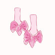 © NaganLeee - Pink woman shoes with ribbon. Hand drawn pink bow of coquette soft style