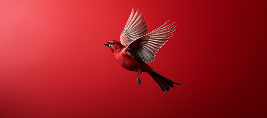 a red bird on a red background