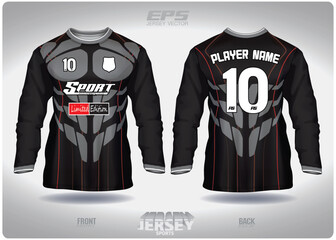 Wall Mural - EPS jersey sports shirt vector.Black gray muscle pattern design, illustration, textile background for round neck sports shirt long sleeves, football jersey shirt long sleeves.eps