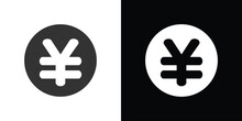 Yen Sign Icon On Black And White 