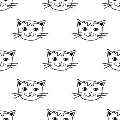 Naklejka na meble Seamless pattern with cat muzzle doodle for decorative print, wrapping paper, greeting cards, wallpaper and fabric