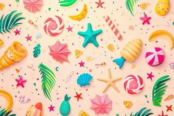 Wall Mural - beach themed fun wallpaper like pattern, real photo, DSLR, 32K, bedance top voted quality, ready to print, high quality
