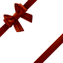 Aufkleber - Silk ribbon with bow on the top of gift box. Design trmplate. 3d vector illustration
