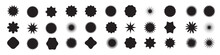 Set Of Vector Starburst, Sunburst Badges. Starburst Silhouettes. Set Of Starburst, Sunburst Badges.  Design Elements For Sale Sticker, Price Tag. Flat Vector Illustration Isolated On White Background.