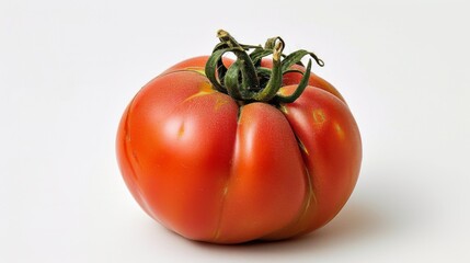 Red fresh tomato on a white background. Red vegetable closeup