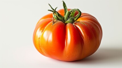 Red fresh tomato on a white background. Red vegetable closeup