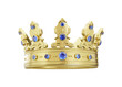 © Игорь Жуков - 3d royal golden crown with blue diamonds on isolated background. Textured king gold crown. 3d rendering illustration.