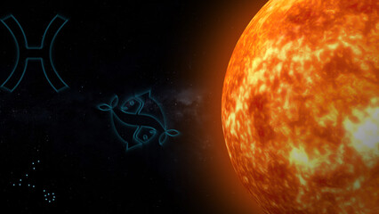 Wall Mural - sun enters pisces 3d illustration