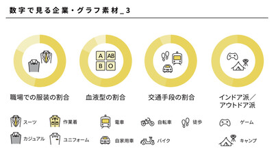 数字で見る企業・グラフ素材セット_3、ベクター