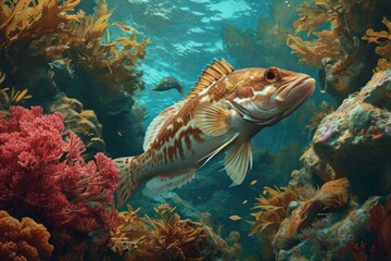 Wall Mural - a fish swimming in the water