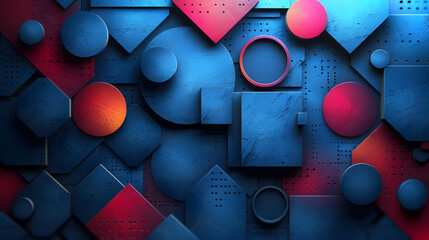 Wall Mural - Blue shapes lines geometric abstract pattern flat background wallpaper