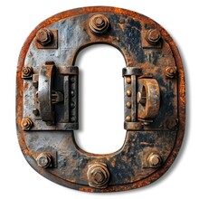 A Metal Letter O With Bolts And Nuts