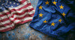 Transatlantic Partners - American and European Union Flags Together
