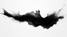 Abstract Black In Splash, Paint, Brush Strokes, Stain Grunge Isolated On White Background