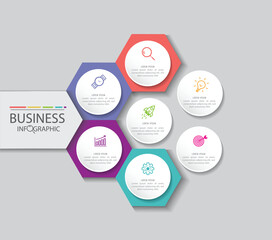 Vector infographic design template with icons, elements and 7 options or steps. vector ilustration for business