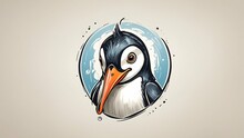 Cute Penguin Head For Wallpapers Design