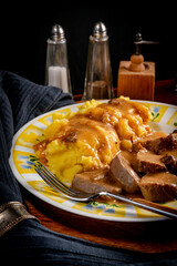 Canvas Print - Stewed pork tongues in mustard gravy.