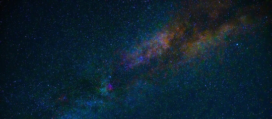 Wall Mural - night starry sky with bright stars, milky way and galaxies