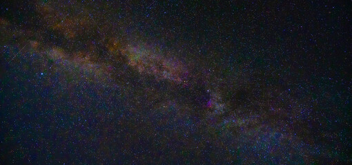 Wall Mural - starry night sky with the milky way and shooting stars, meteorites and comets