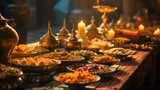 Fototapeta  - Setup of the iftar buffet in kingdom style.